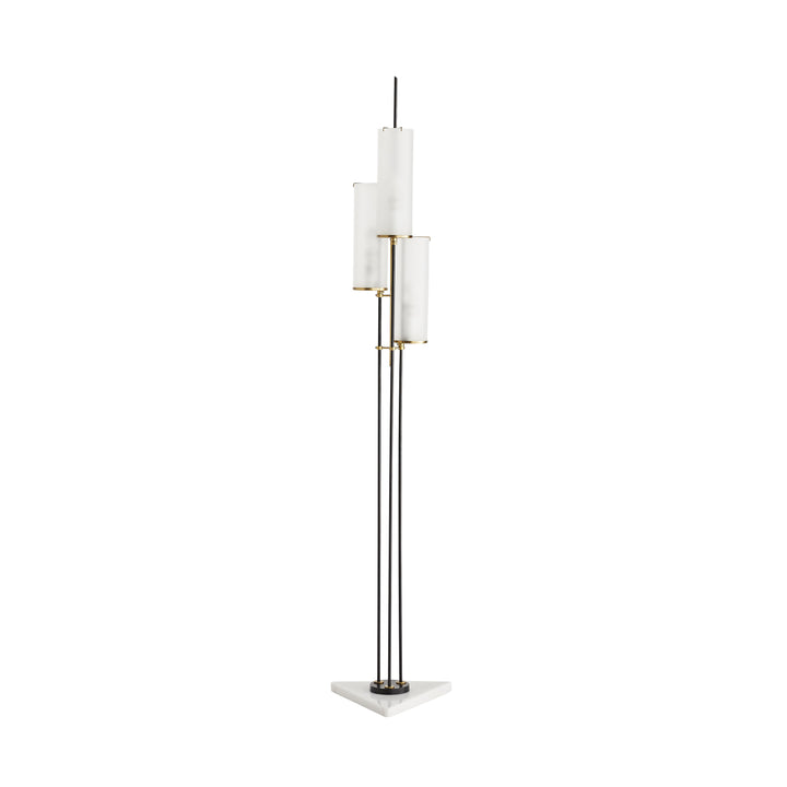 FLOOR LAMP WHITE MARBLE & BLACK IRON #37559