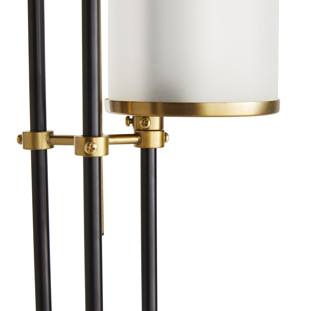 FLOOR LAMP WHITE MARBLE & BLACK IRON #37559