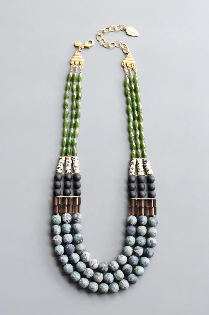 NECKLACE JASPER & GLASS