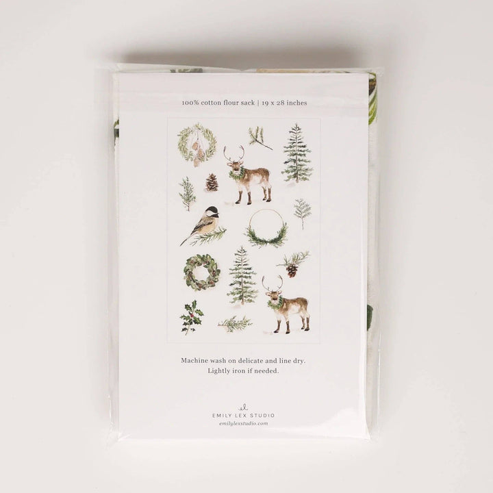 TEA TOWEL EVERGREEN CHRISTMAS COTTON FLOUR SACK