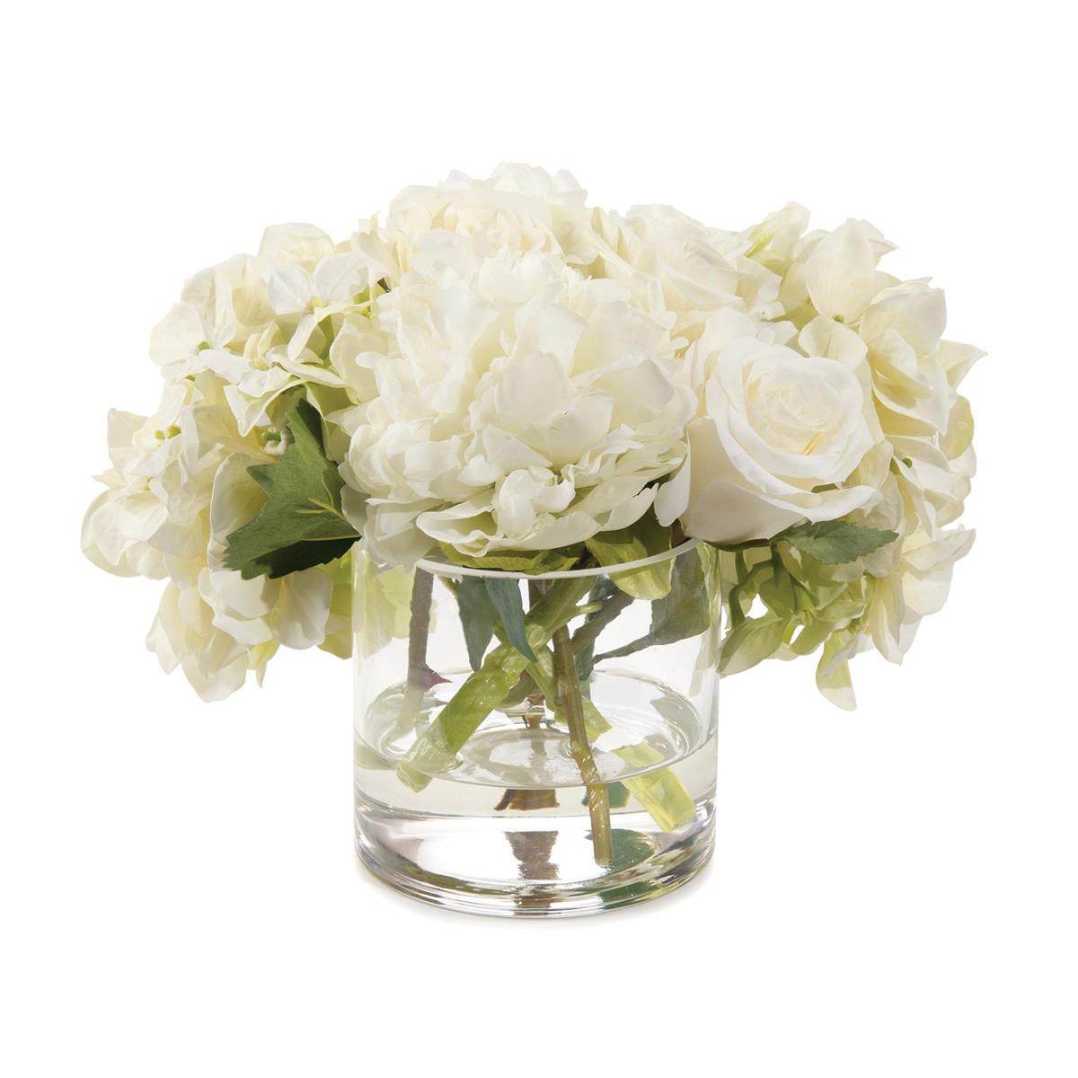 VASE CYLINDER WITH FAUX FLOWERS