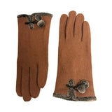 GLOVES MICRO SUEDE W/ FAUX FUR & POM POM TRIM