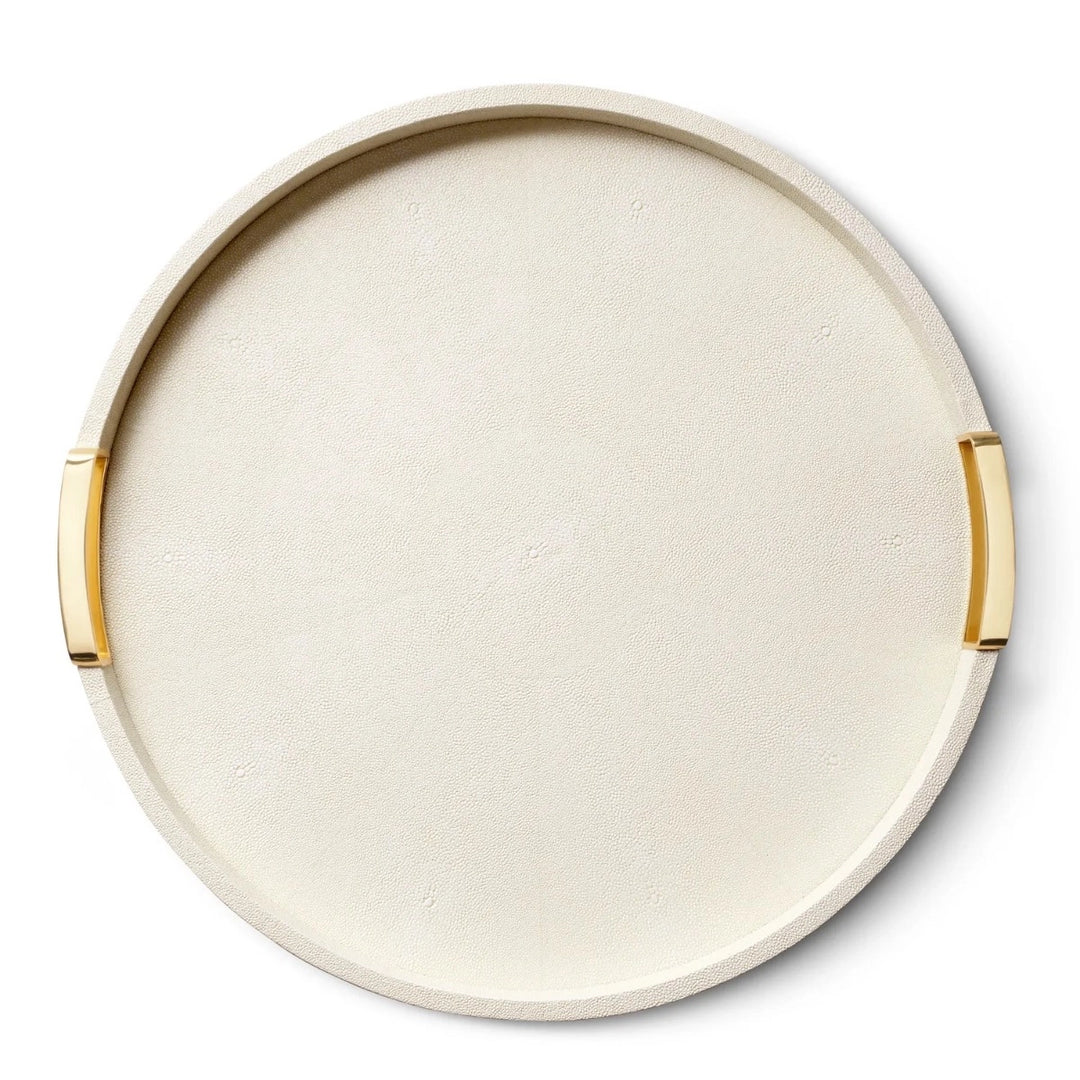 TRAY ROUND CARINA SHAGREEN CREAM SM #38911