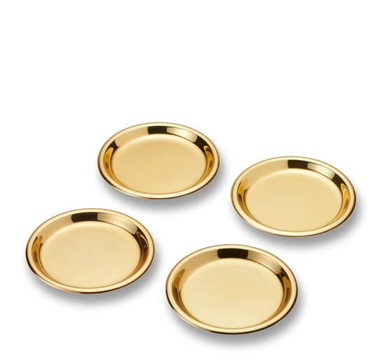 AERIN COASTERS MARZIA BRASS - SET OF 4