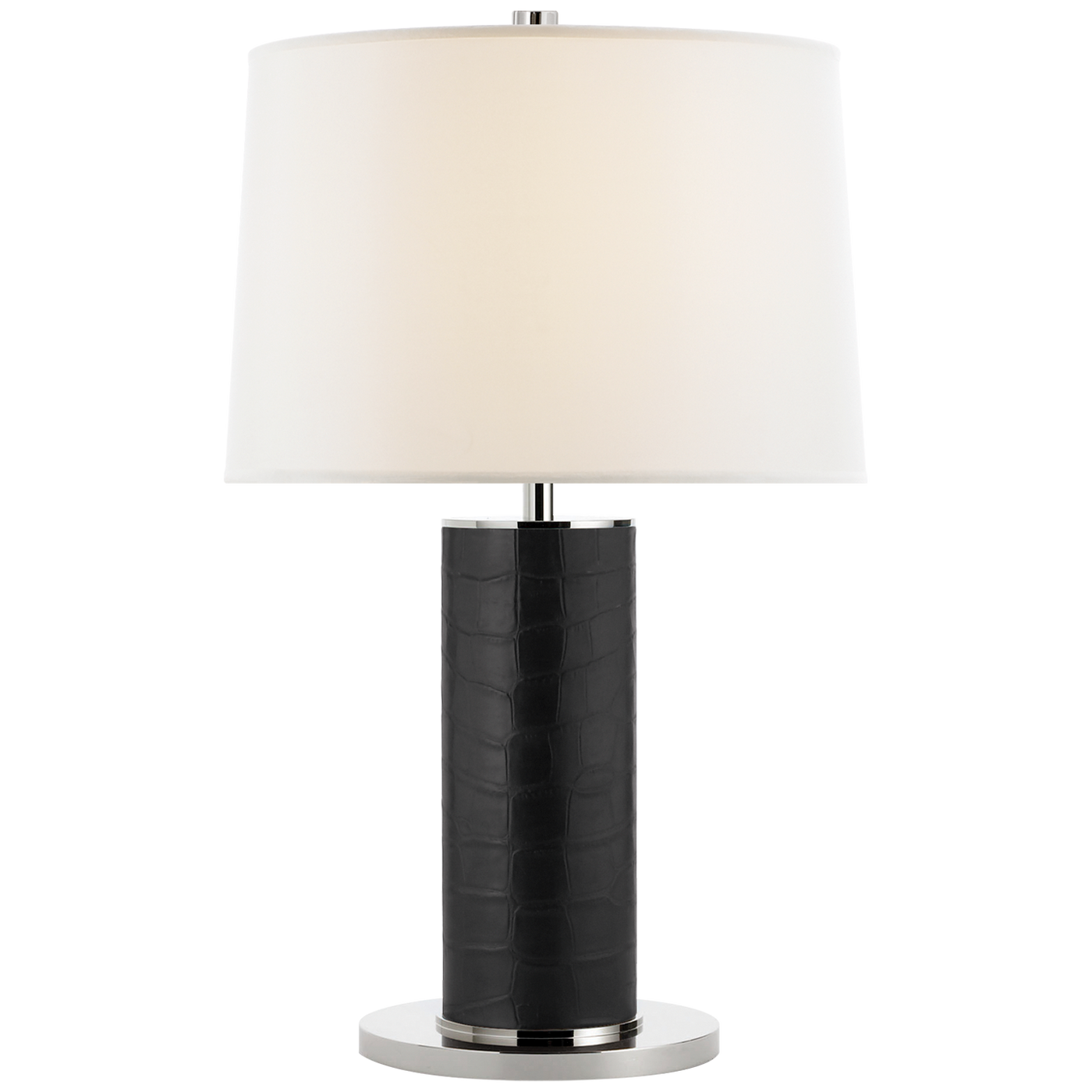 TABLE LAMP BLACK FAUX CROC & POLISHED NICKEL