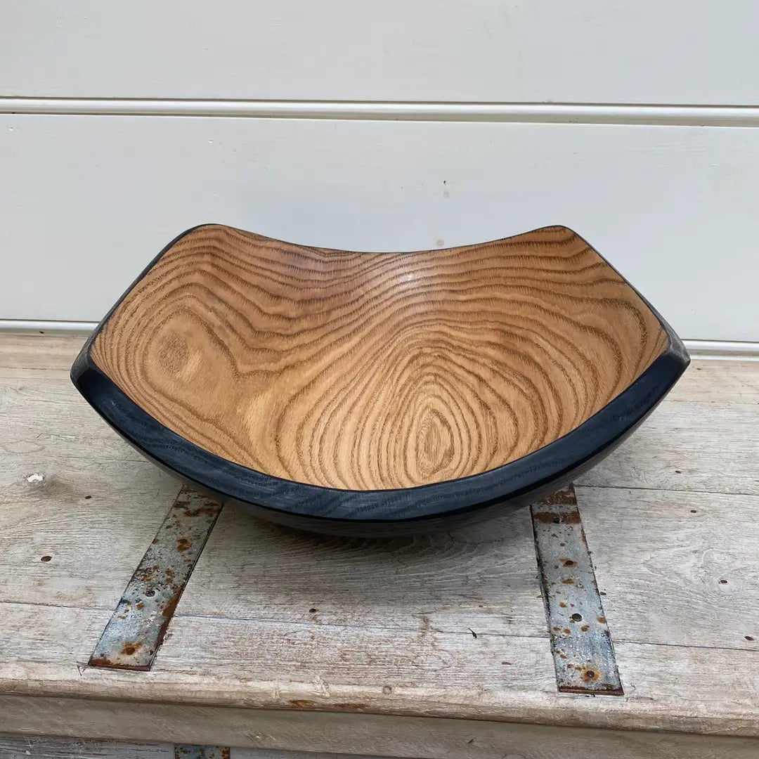 BOWL TWO TONED OAK SQUARE