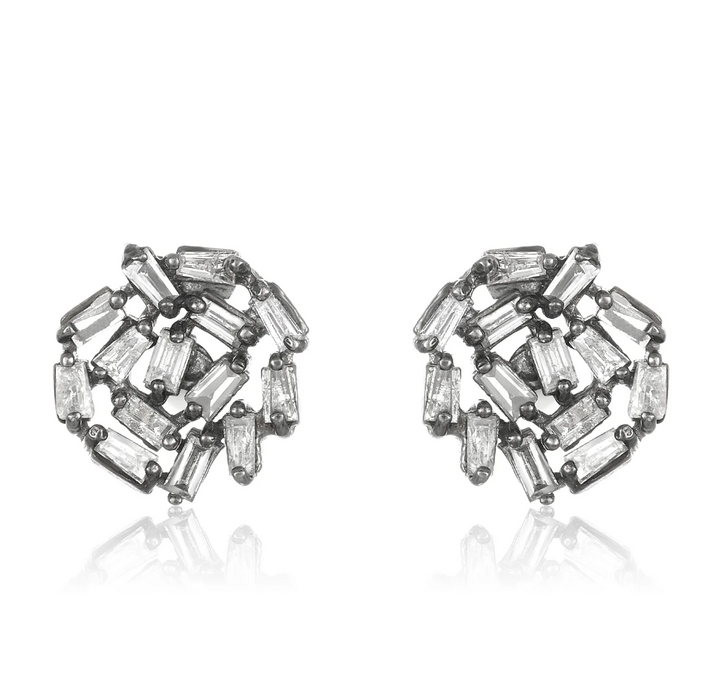 EARRING BAGUETTE CIRCLE STUDS #39362
