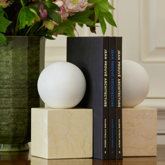 AERIN BOOKENDS ODETTE WHT MARBLE S/2