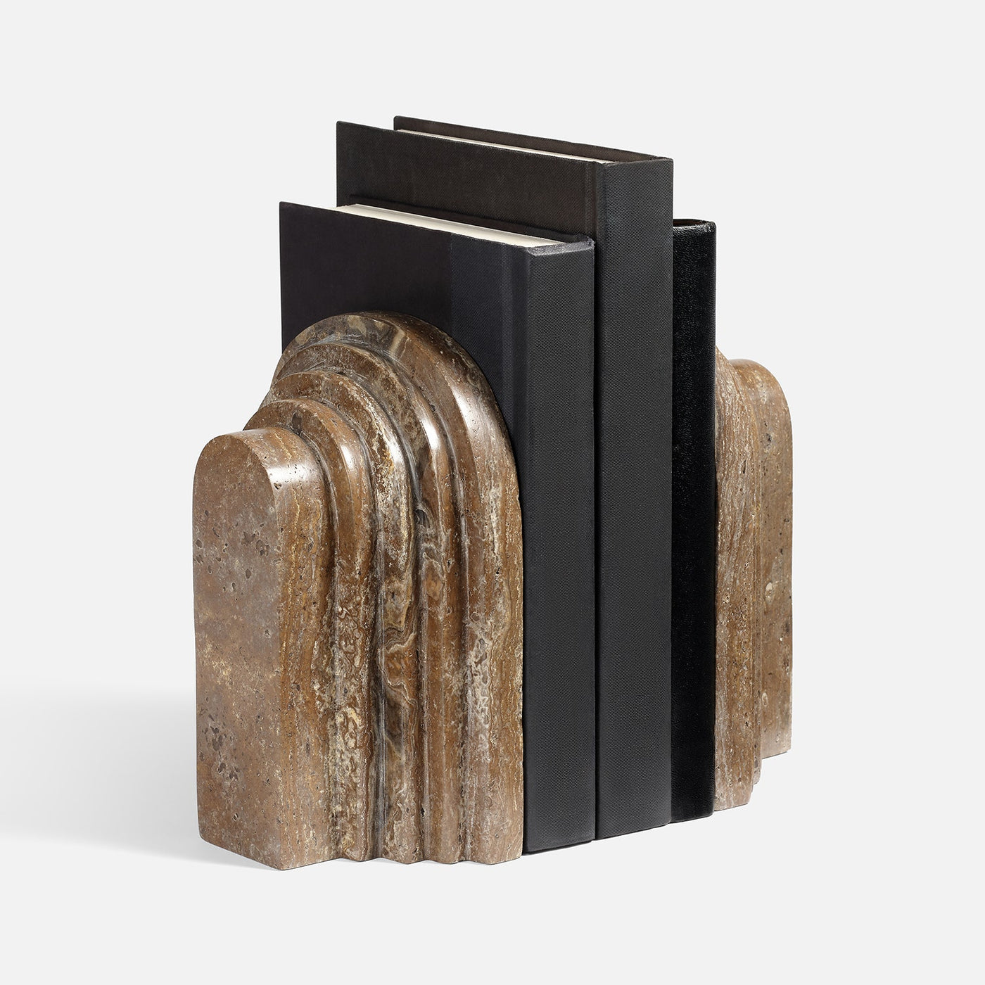 BOOKENDS GRAY TRAVERTINE S/2