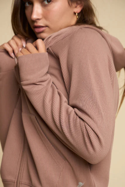 HOODIE FULL ZIP RIBBED