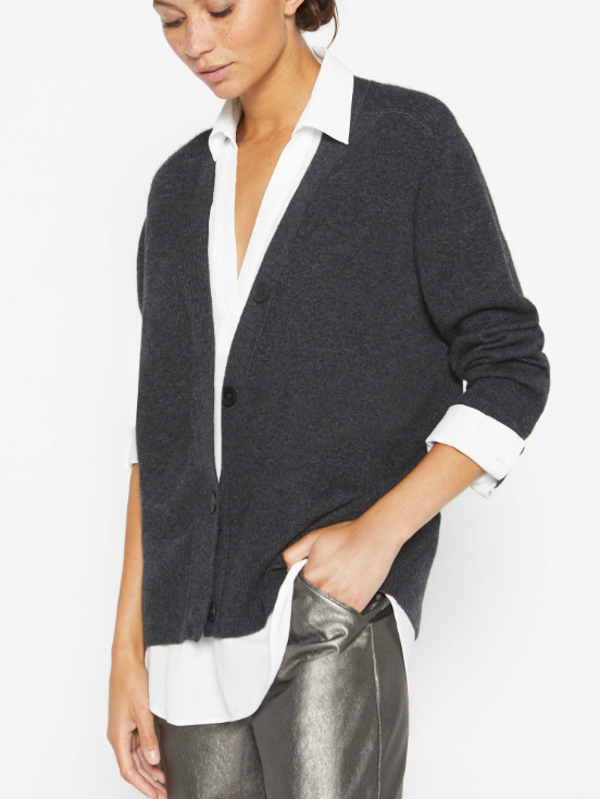 BROCHU WALKER CARDIGAN CALLIE LAYERED DARK CHARCOAL (Available in 3 Sizes)