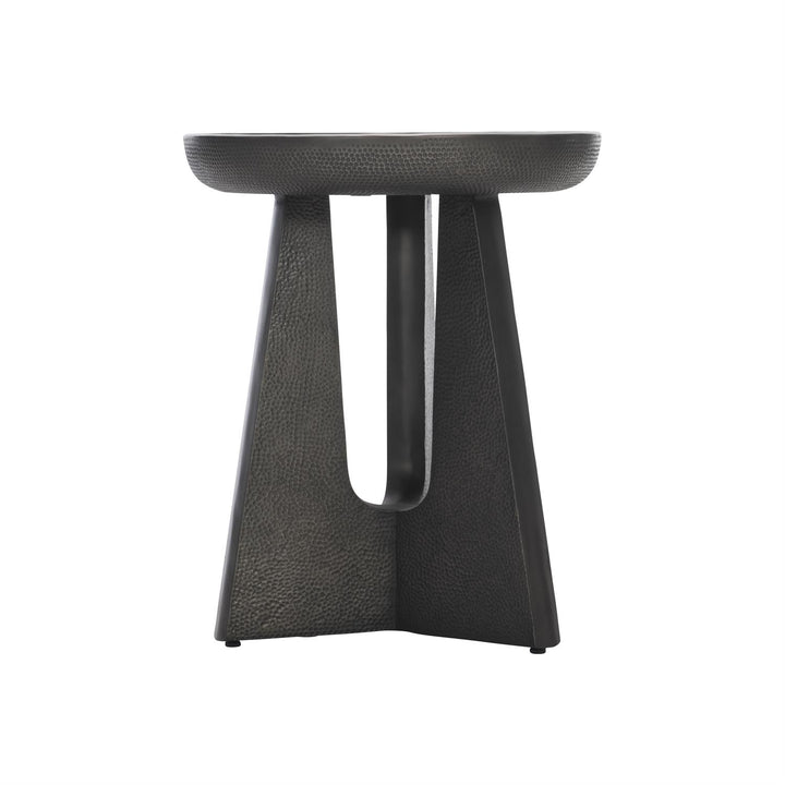 SIDE TABLE ROUND BLACK TEXTURED METAL #72402