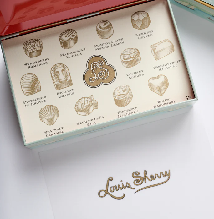 TIN CHOCOLATE 12-PIECE MARY MAGUIRE SHIP MONTICELLO