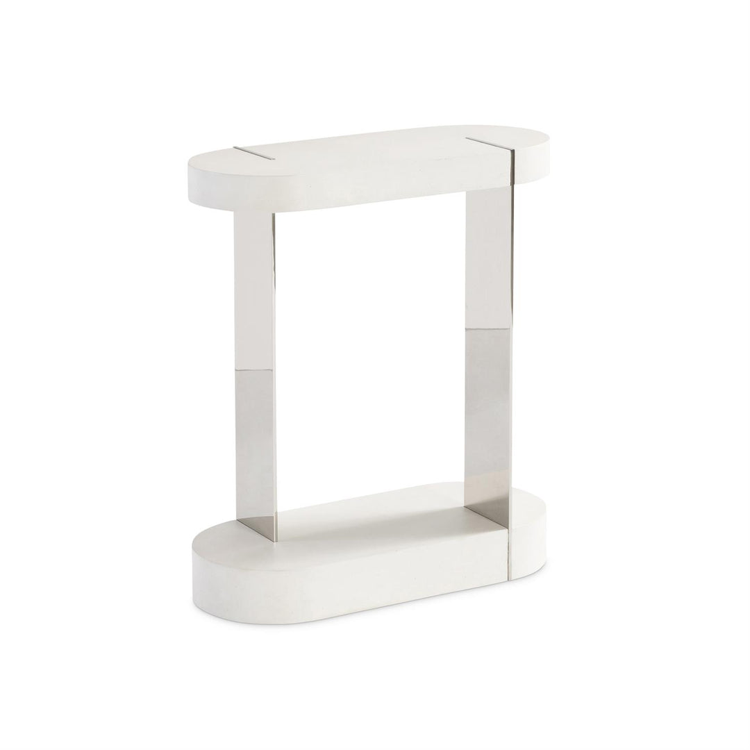 ACCENT TABLE OVAL WHITE WOOD & METAL #71780