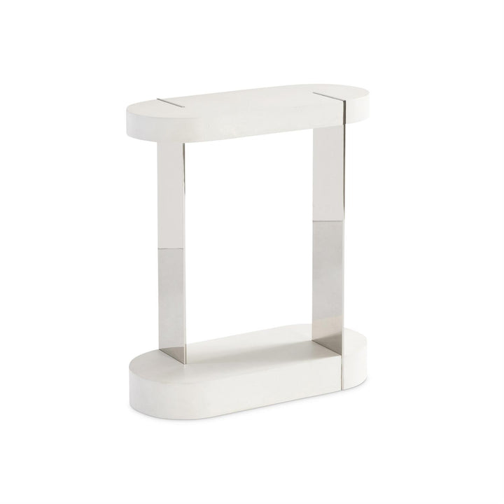ACCENT TABLE OVAL WHITE WOOD & METAL #71780