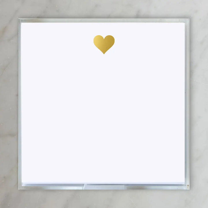 NOTEPAD SMALL SQUARE GOLD FOIL HEART