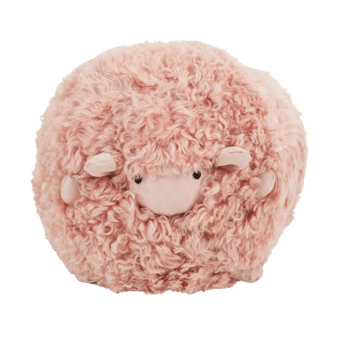 PILLOW FUR LAMB ROSE ROUND