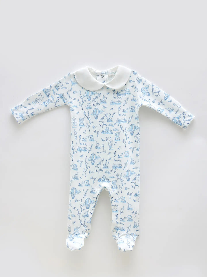 ONESIE FOOTED TOILE DE JOUY/BLUE