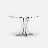 TABLE ROUND BLACK & WHITE MARBLE INLAY SILVER BASE (NRD)