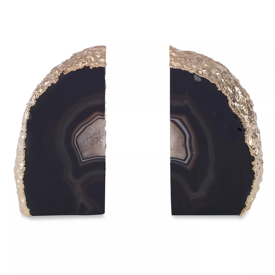 BOOKENDS AGATE BLACK & GOLD (NRD) #40423