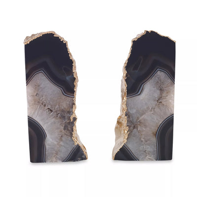 BOOKENDS AGATE BLACK & GOLD