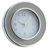 ALARM CLOCK CHIFFON ENAMEL & SILVER ROUND