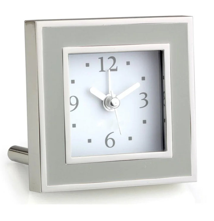 ALARM CLOCK CHIFFON ENAMEL & SILVER SQUARE #40773