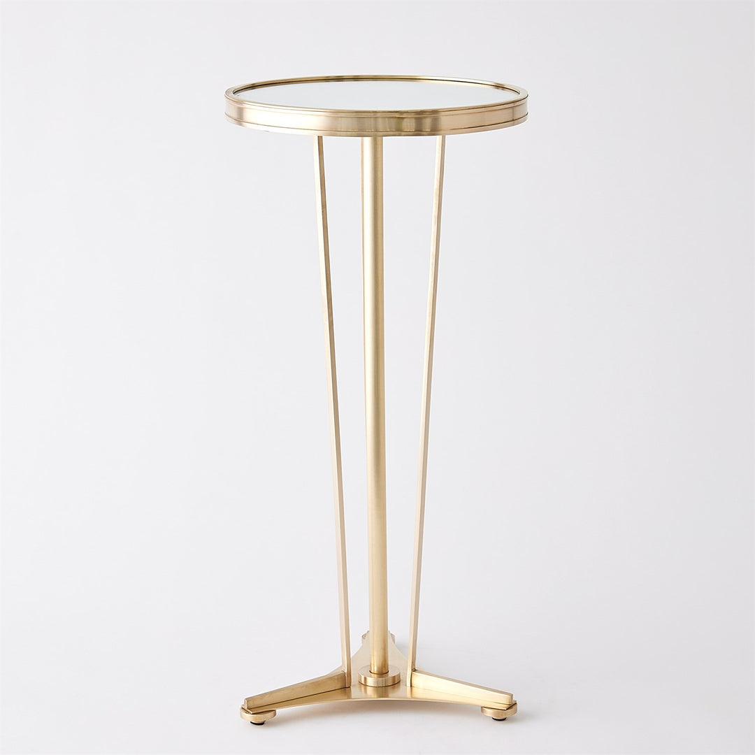 SIDE TABLE FRENCH ANTIQUE BRASS WITH MIRROR TOP