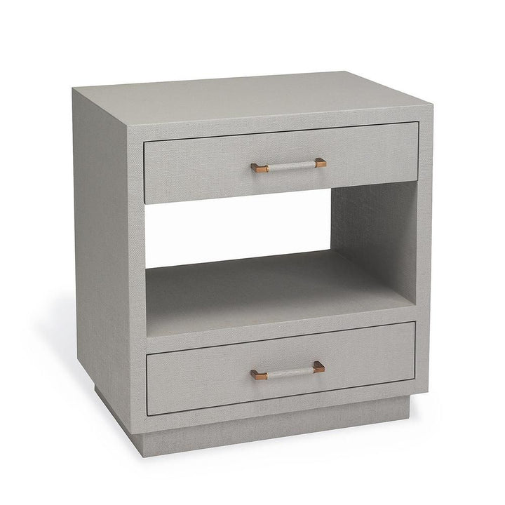 BEDSIDE CHEST GRAY FAUX LINEN #41447