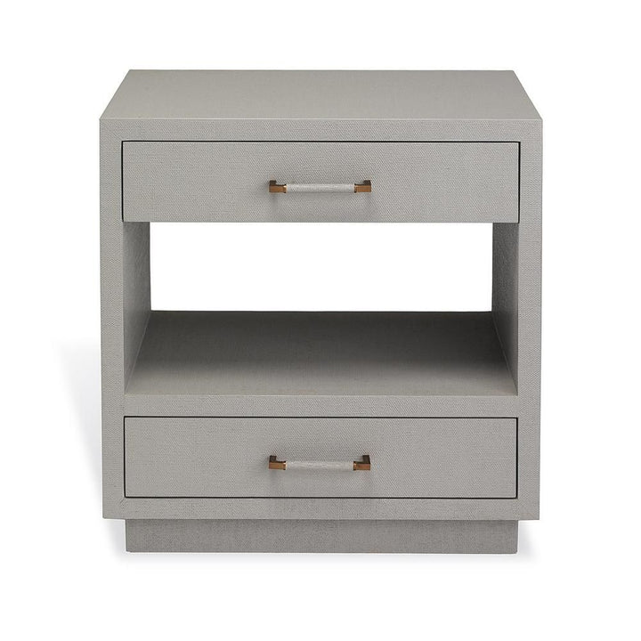 BEDSIDE CHEST GRAY FAUX LINEN #41447