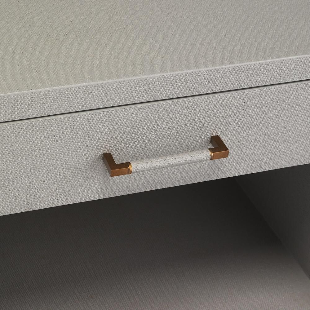 BEDSIDE CHEST GRAY FAUX LINEN #41447