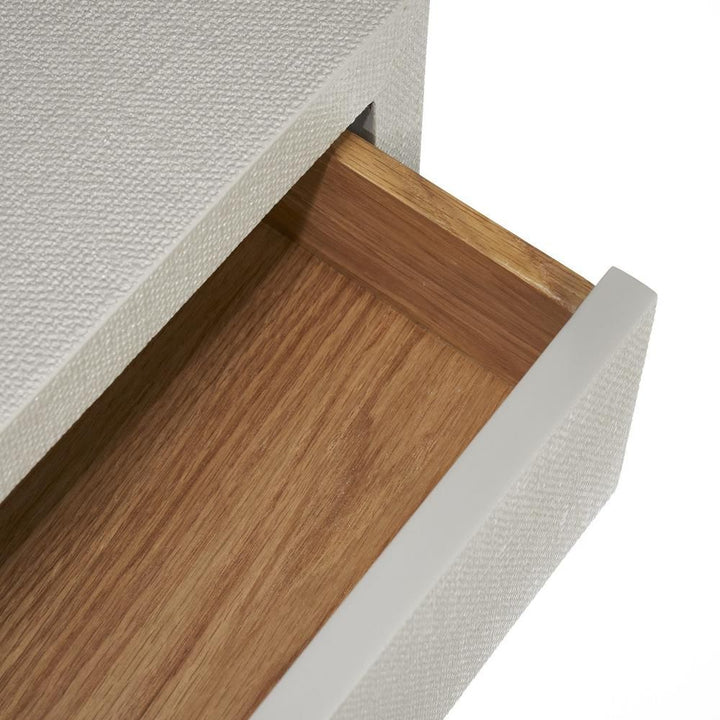 BEDSIDE CHEST GRAY FAUX LINEN #41447