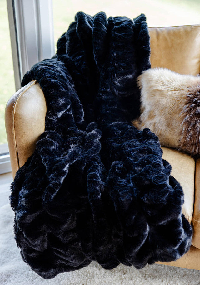 THROW ONYX MINK FAUX FUR