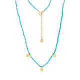NECKLACE PETITE TURQUOISE W/ THREE GOLD CHARMS