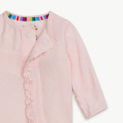 FOOTIE PIN DOT PINK RUFFLE