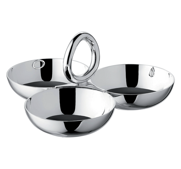 SILVER-PLATED 3-BOWL SNACK VERTIGO