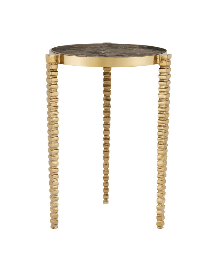 TABLE SIDE MARBLE & BRASS ROUND