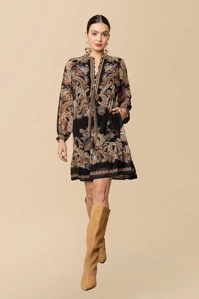 DRESS LONG SLEEVE SHORT BLACK
