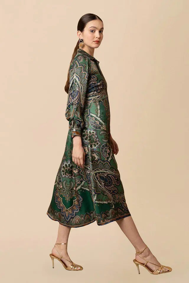 DRESS BUTTON DOWN MID EMERALD