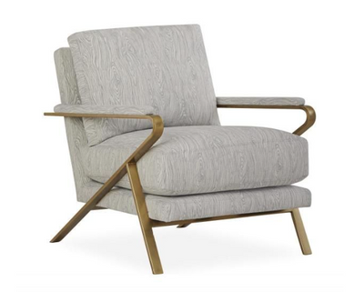 CHAIR WITH BRASS FRAME IN FLANDERS KHAKI FABRIC