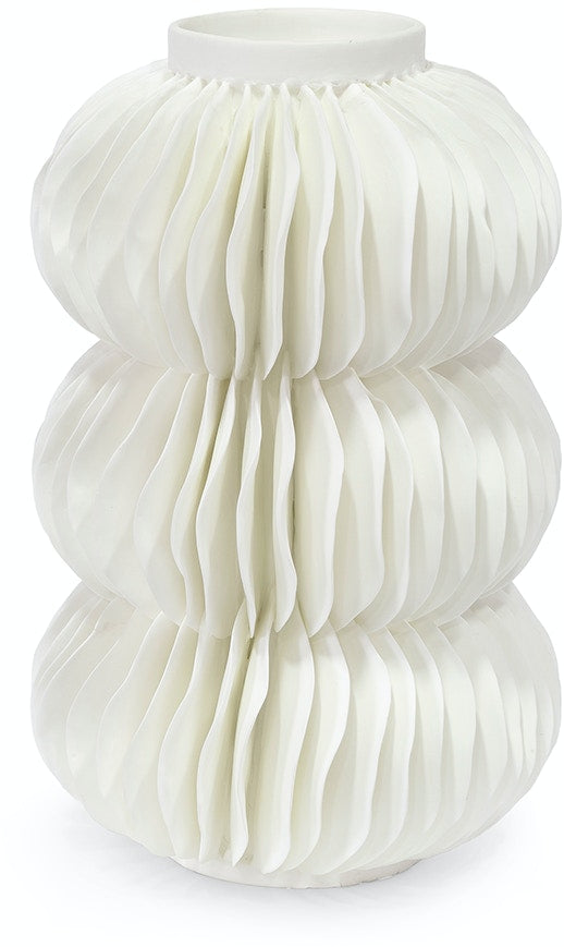 VASE TEXTURED WHITE BONE CHINA