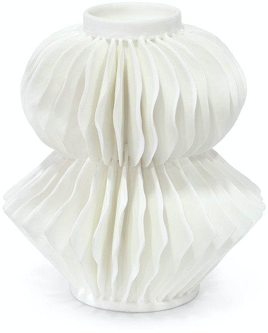 VASE TEXTURED WHITE BONE CHINA