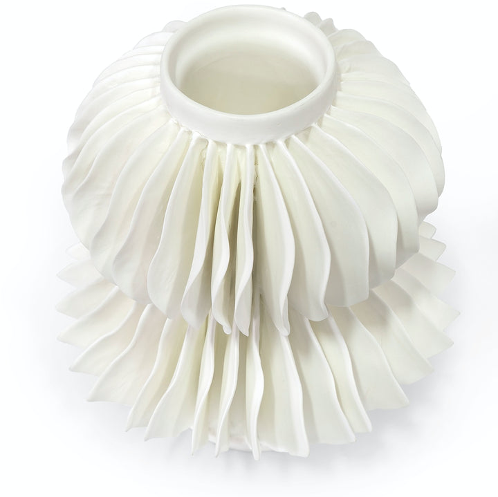 VASE TEXTURED WHITE BONE CHINA