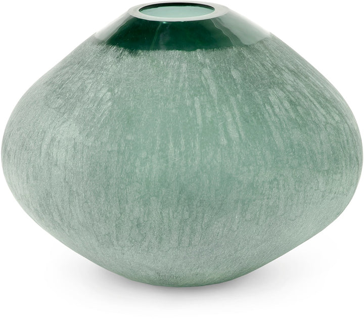 VASE GLASS DARK TEAL GREEN
