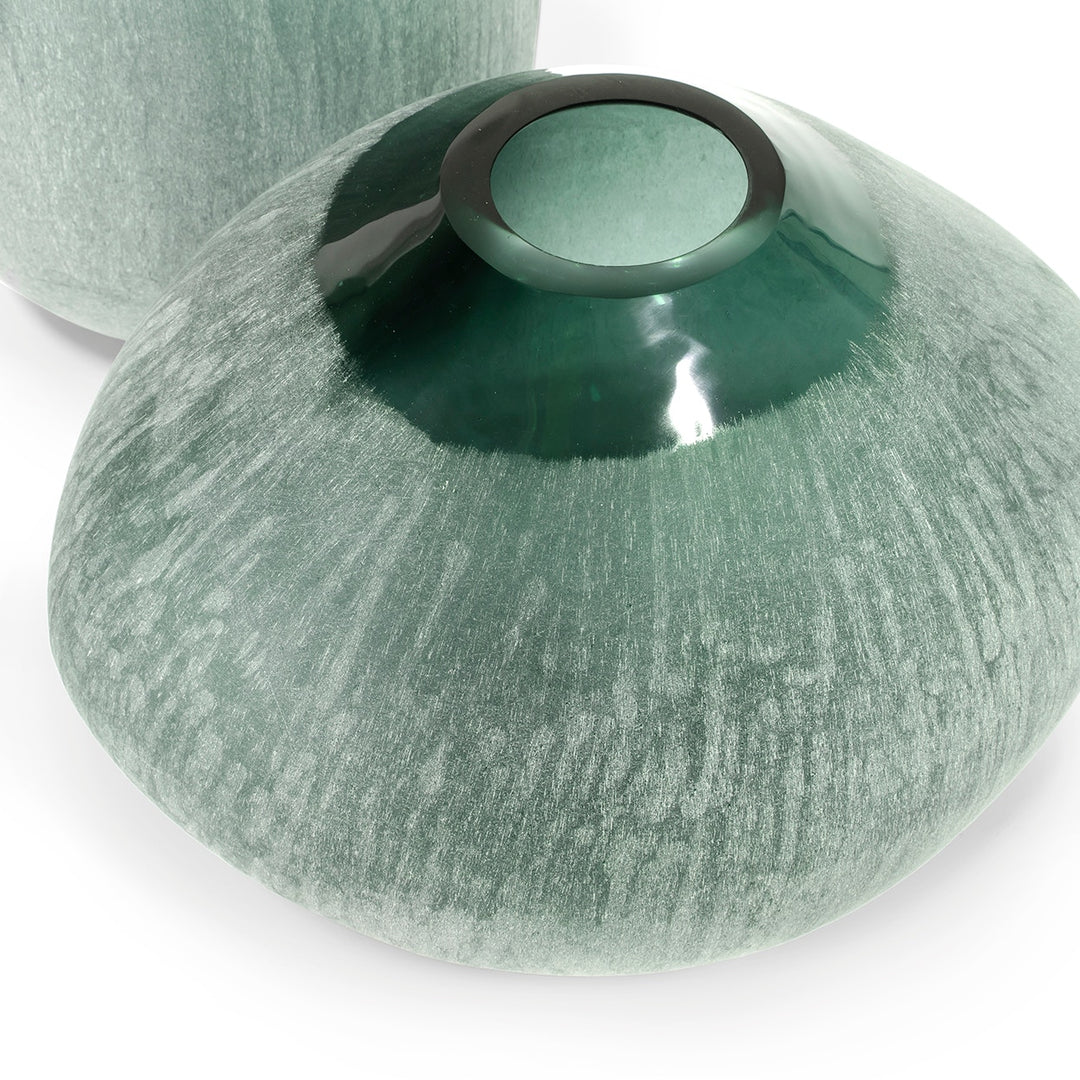 VASE GLASS DARK TEAL GREEN