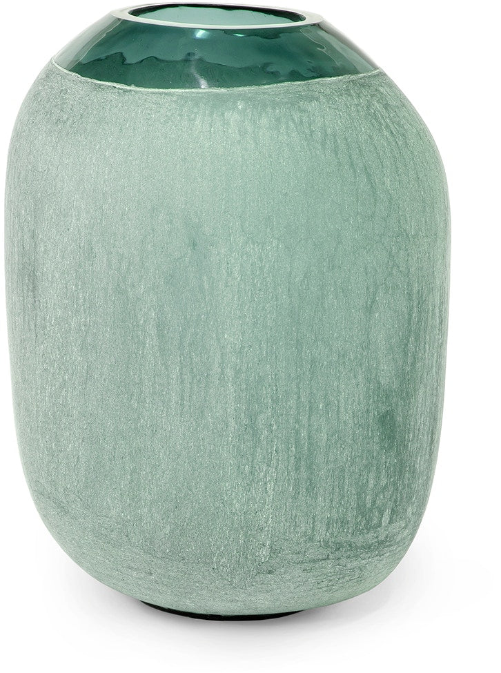 VASE DARK TEAL GREEN GLASS TALL