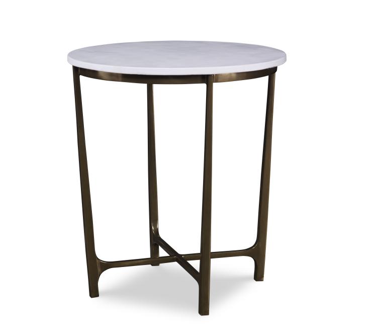 SIDE TABLE WHITE TOP & STEEL BASE ROUND