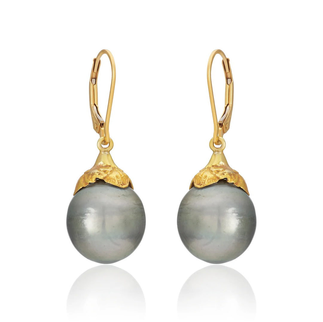 EARRING DAISY GRAY PEARL