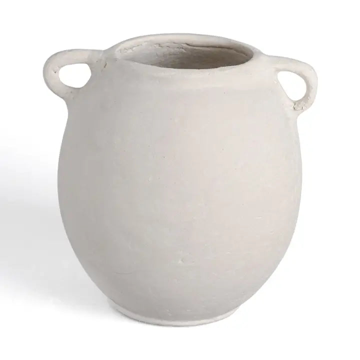 VASE PAPER MACHE NATURAL WHITE DIA 6.5''