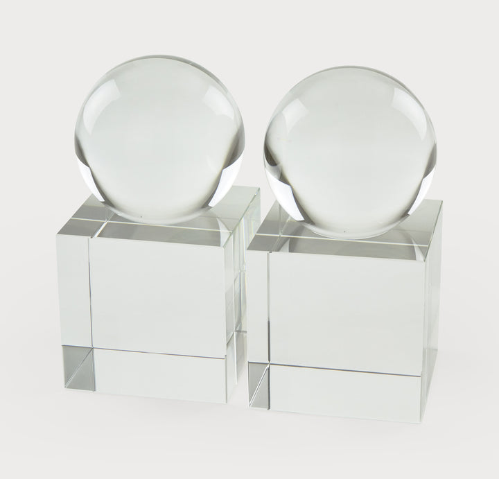 BOOKENDS CRYSTAL GLASS SPHERE S/2 #48810
